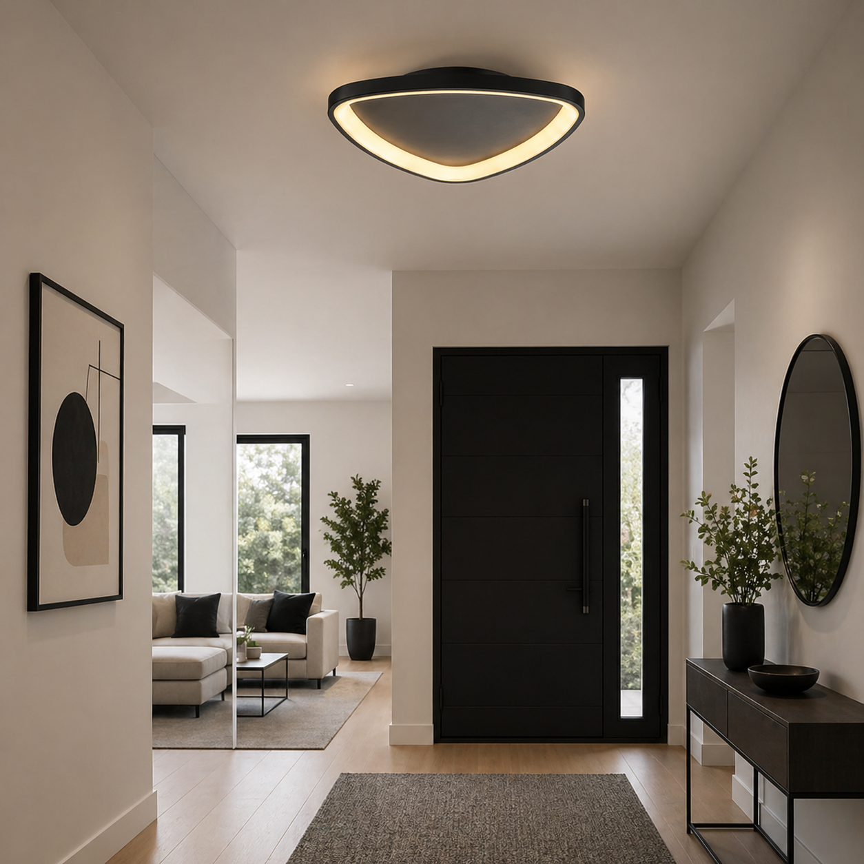 Plafón LED Triangular Techo Salón NOVA | Negro Ø51 cm CCT