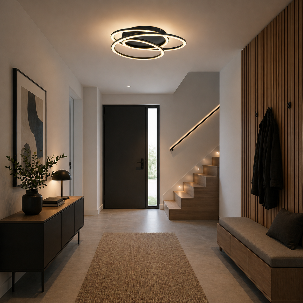 Lámpara LED Aros Circular Salón NEXUS | Negro Atenuable CCT