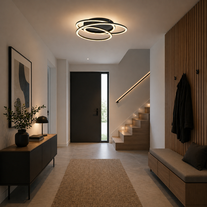 Lámpara LED Aros Circular Salón NEXUS | Negro Atenuable CCT