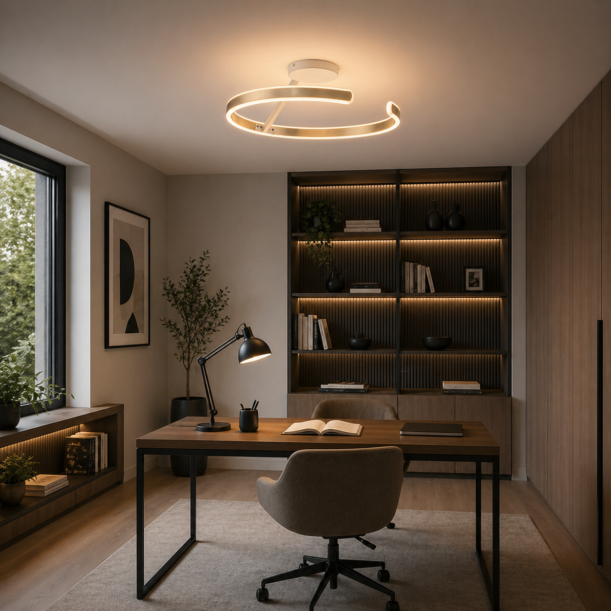 Lámpara LED Espiral Aluminio Salón ARCUS | Dorado Atenuable CCT