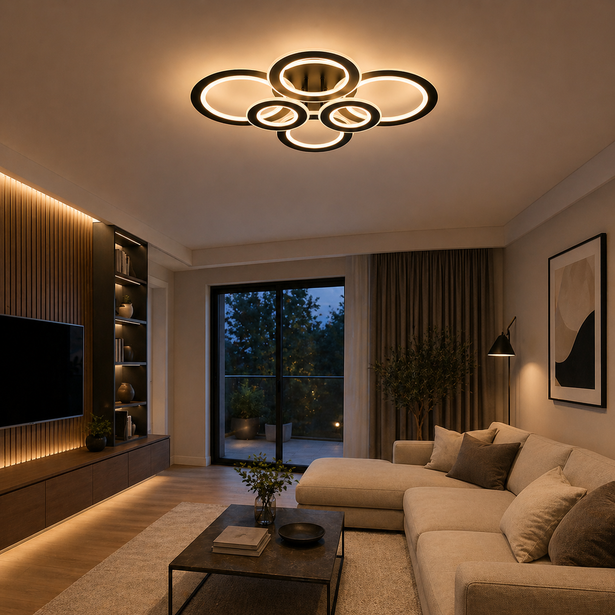 Lámpara de Techo LED Circular 6 Aros DISCO - FL642-6C
