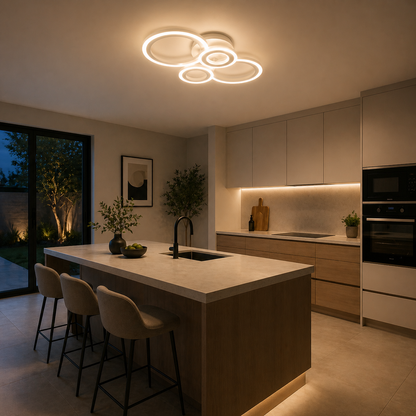Lámpara LED Aros Circular Salón DISCO | Negro Atenuable CCT