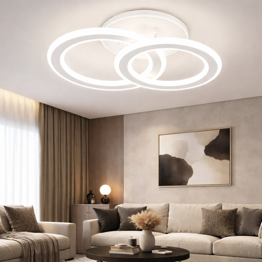 Lámpara LED Aros redondos Dormitorio DISCO | Negro Atenuable CCT
