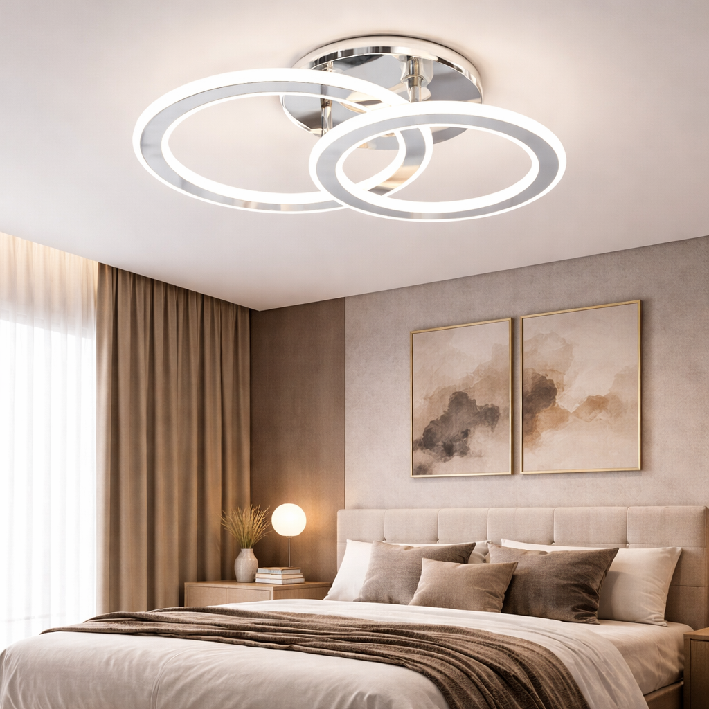 Lámpara LED Aros redondos Dormitorio DISCO | Negro Atenuable CCT