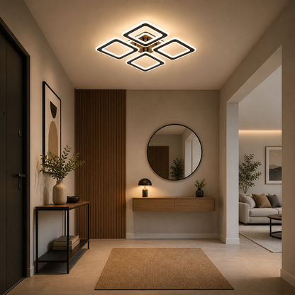 Lámpara LED Cuadrada Techo Salón ROBOX | Negro Atenuable CCT
