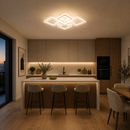 Lámpara LED Cuadrada Techo Salón ROBOX | Blanco 6 Marcos CCT