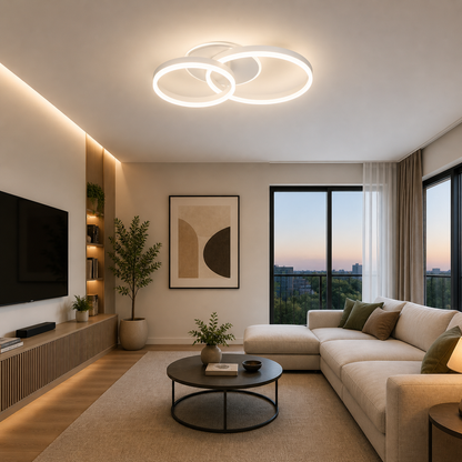 Lámpara LED Aros Circular Techo Salón LEDI | Blanco Atenuable