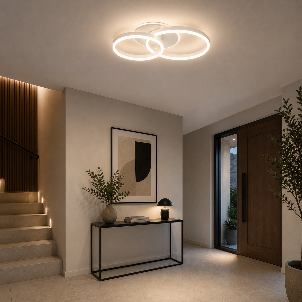 Lámpara LED Aros Circular Techo Salón LEDI | Blanco Atenuable