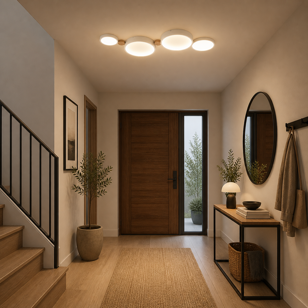 Plafón LED Nórdico Techo Salón NORDIC | Blanco/Madera CCT