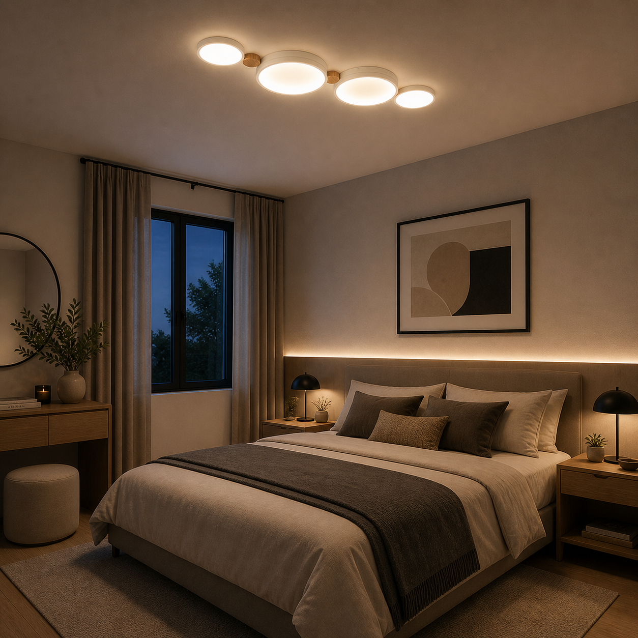 Plafón LED Nórdico Techo Salón NORDIC | Blanco/Madera CCT