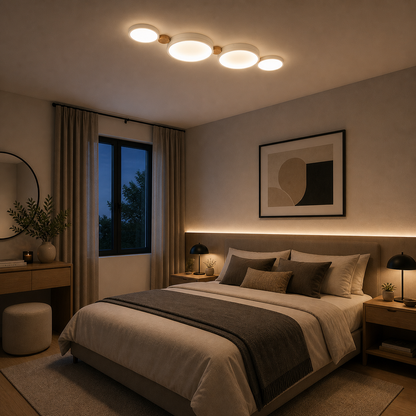 Plafón LED Nórdico Techo Salón NORDIC | Blanco/Madera CCT