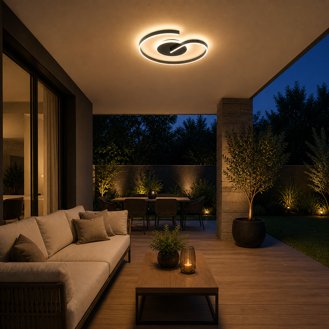Lámpara LED Espiral Circular Salón DOLT | Negro Atenuable CCT