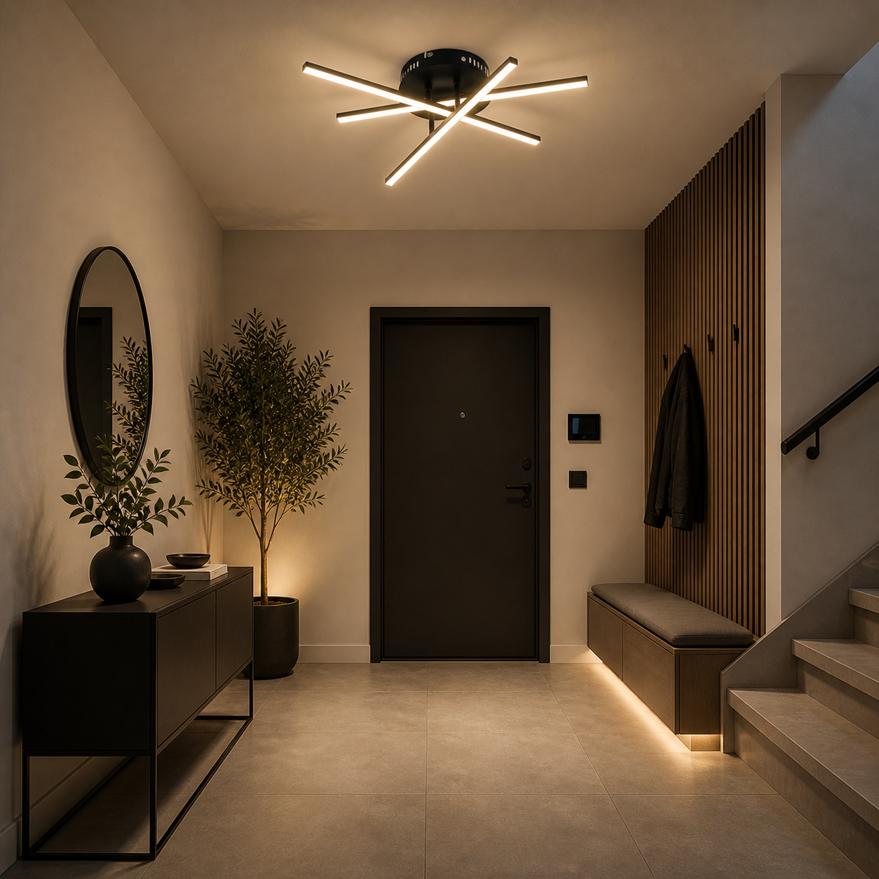 Lámpara LED Lineal Techo Salón XAS | Negro Atenuable CCT