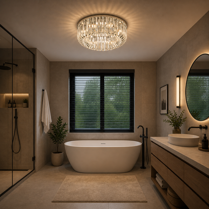 Plafón Cristal Circular Salón CARV | Cromo Ø60 cm G9