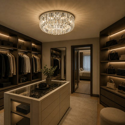 Plafón Cristal Circular Salón CARV | Cromo Ø60 cm G9