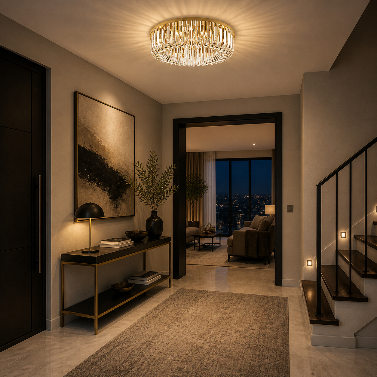 Plafón Cristal Circular Salón CARV | Dorado Ø60 cm G9