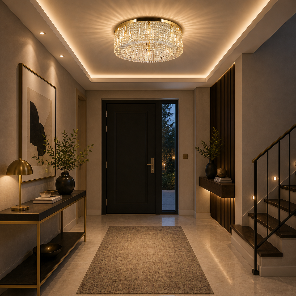 Plafón Cristal Circular Salón FANTASY | Dorado Ø80 cm E14