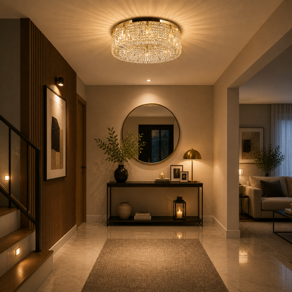Plafón Cristal Circular Salón FANTASY | Dorado Ø60 cm E14