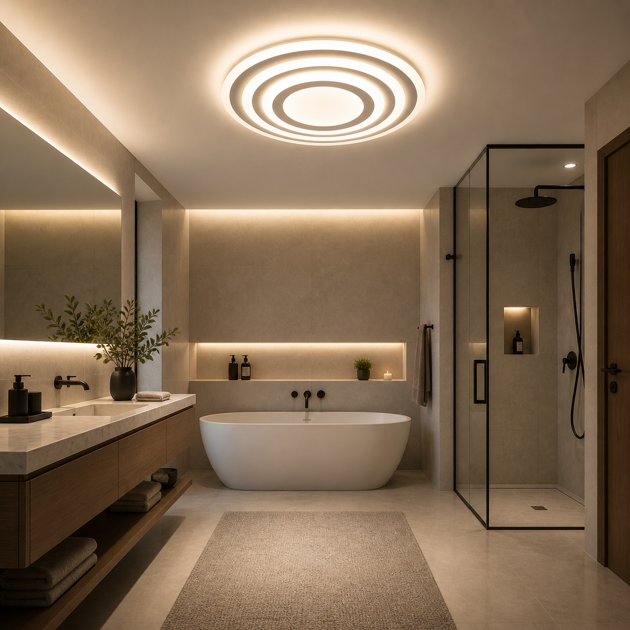 Plafón LED Circular Techo Salón SEATLE | Blanco Ø50 cm CCT