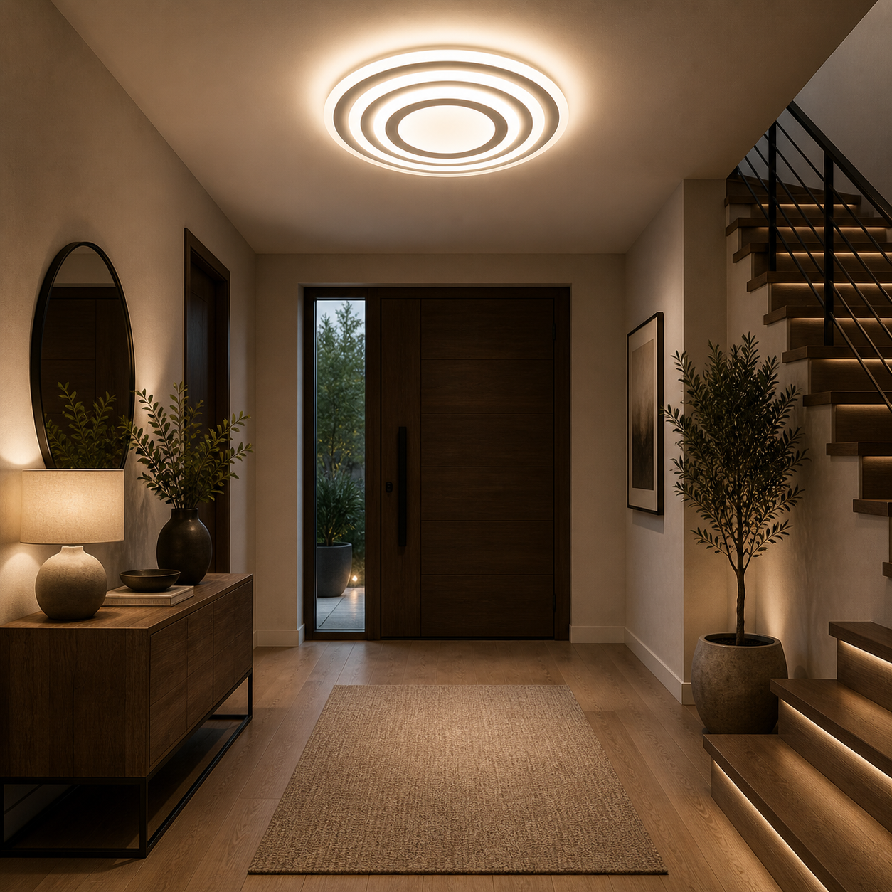 Plafón LED Circular Techo Salón SEATLE | Blanco Ø50 cm CCT