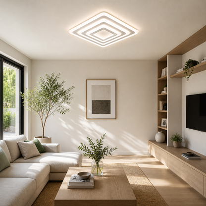 Plafón LED Cuadrado Techo Salón SEATLE | Blanco Ø50 cm CCT