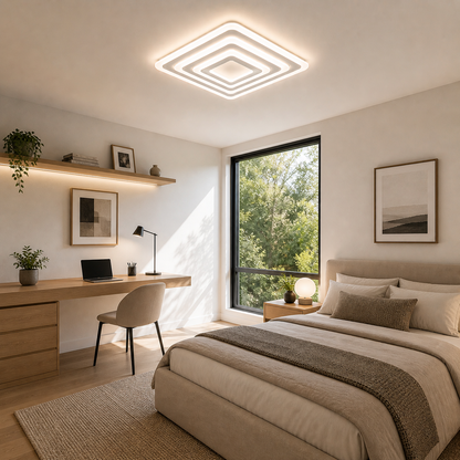 Plafón LED Cuadrado Techo Salón SEATLE | Blanco Ø50 cm CCT