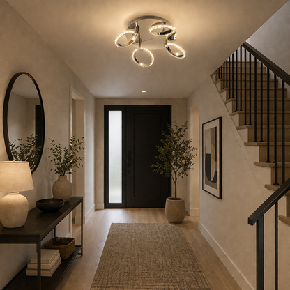Plafón LED Aros Circular Salón MIRMAR | Cromo 4 Luces 4000K