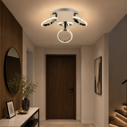 Plafón LED Aros Circular Salón MIRMAR | Cromo 3 Luces 4000K