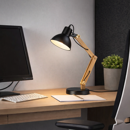 Lampara De Mesa Estilo Nordico E27 Negro