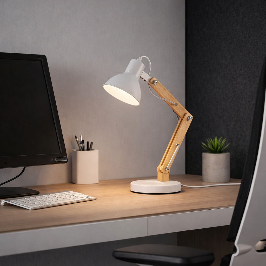Lampara De Mesa Estilo Nordico E27 Blanco