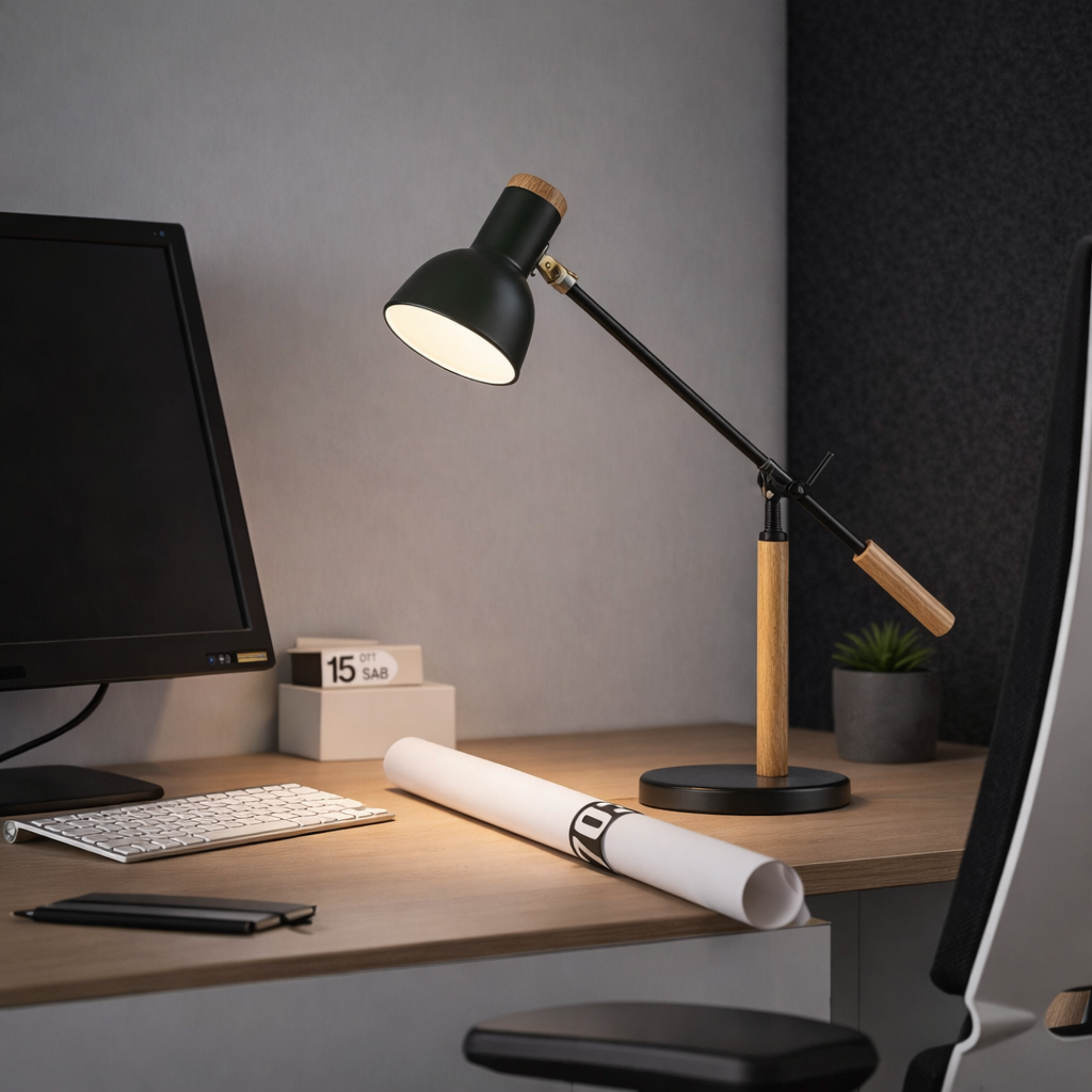 Lampara De Mesa Estilo Nordico E27 Negro