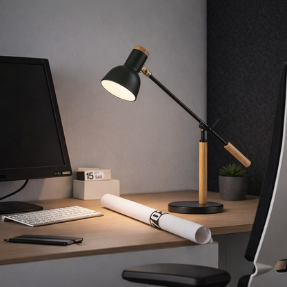 Lampara De Mesa Estilo Nordico E27 Negro