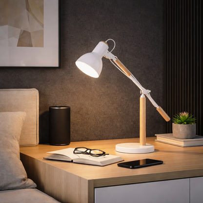 Lampara De Mesa Estilo Nordico E27 Blanco