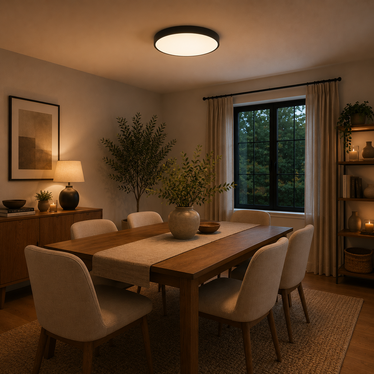Plafón LED Circular Techo Salón CLERO | Negro Ø50 cm 4000K