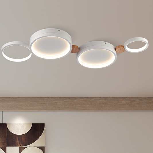 Plafón LED Nórdico Techo Salón NORDIC | Blanco/Madera CCT
