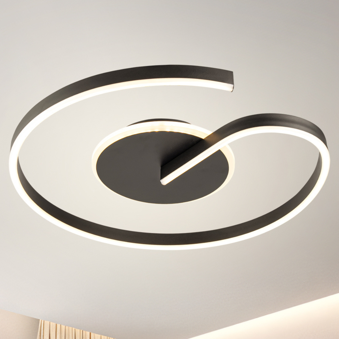 Lámpara LED Espiral Circular Salón DOLT | Negro Atenuable CCT