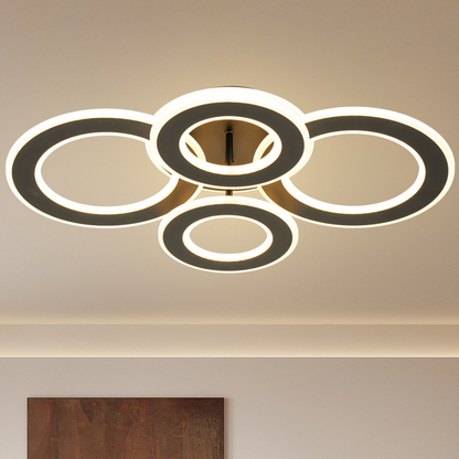 Lampara de 4 aros CCT Regulable Negro