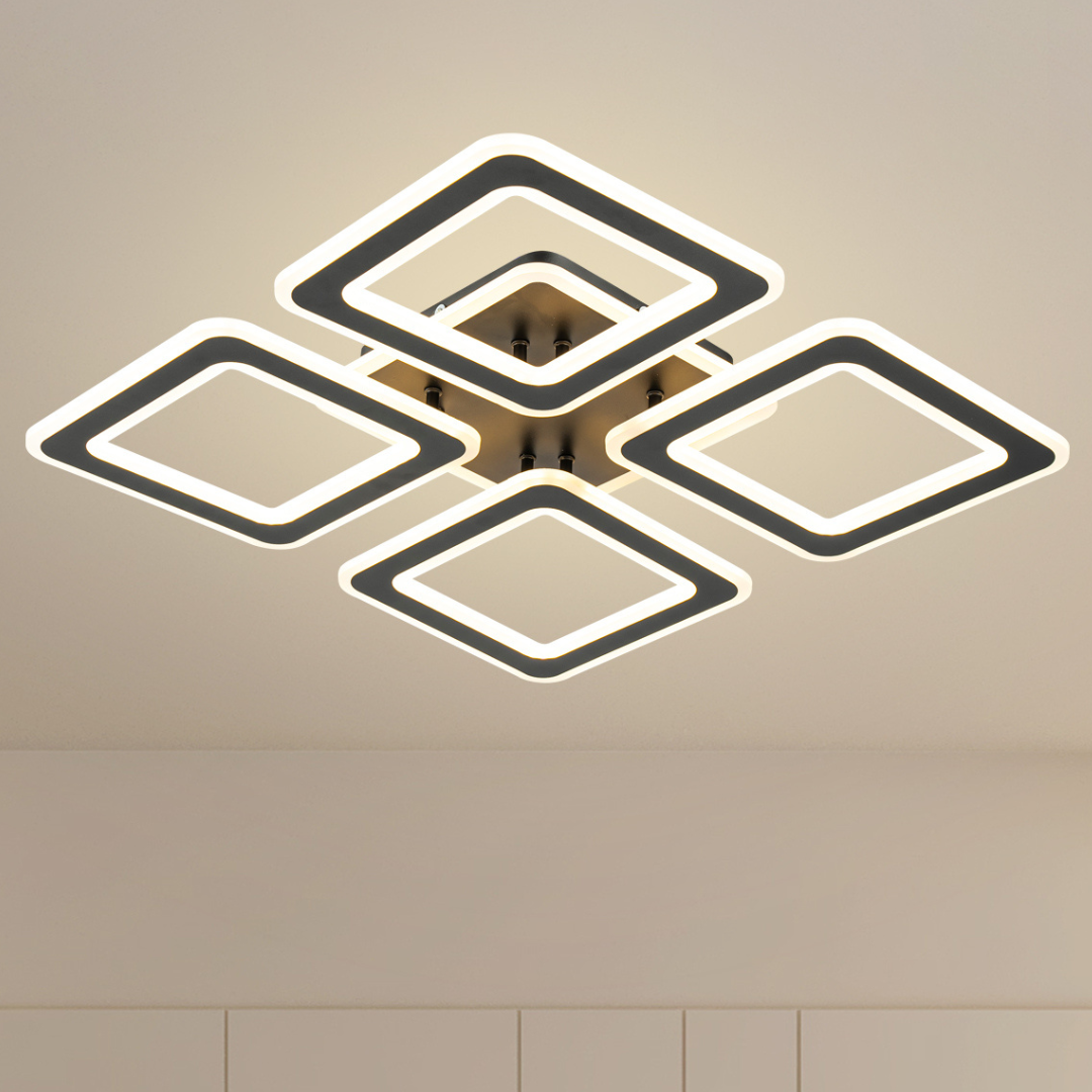 Lámpara LED Cuadrada Techo Salón ROBOX | Negro Atenuable CCT