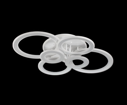 Lampara de 6 Aros Led Integrado CCT Regulable con Mando Blanco