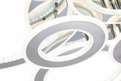 Lampara de 6 Aros Led Integrado CCT Regulable con Mando Gris