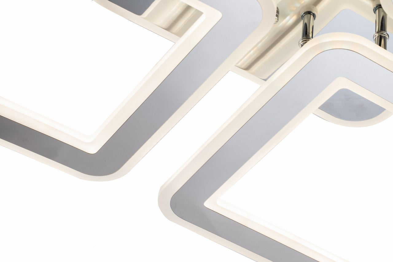 Lampara 4 Cuadros Led Cromada Gris