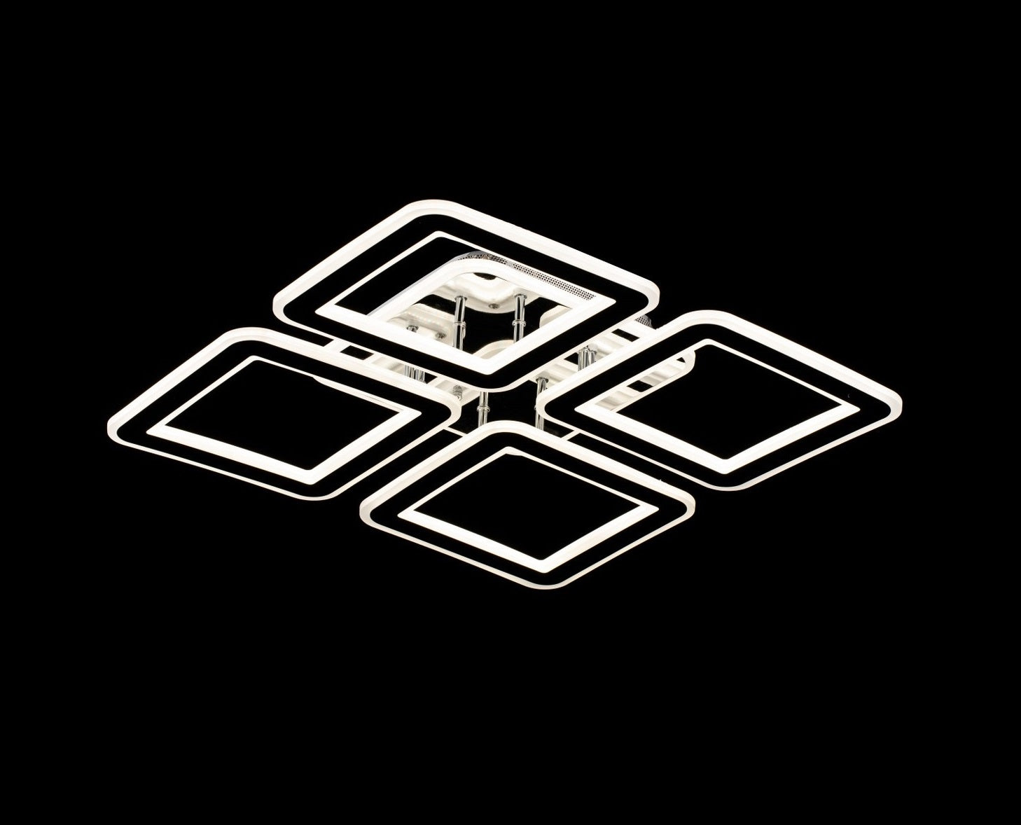 Lampara 4 Cuadros Led Cromada Gris