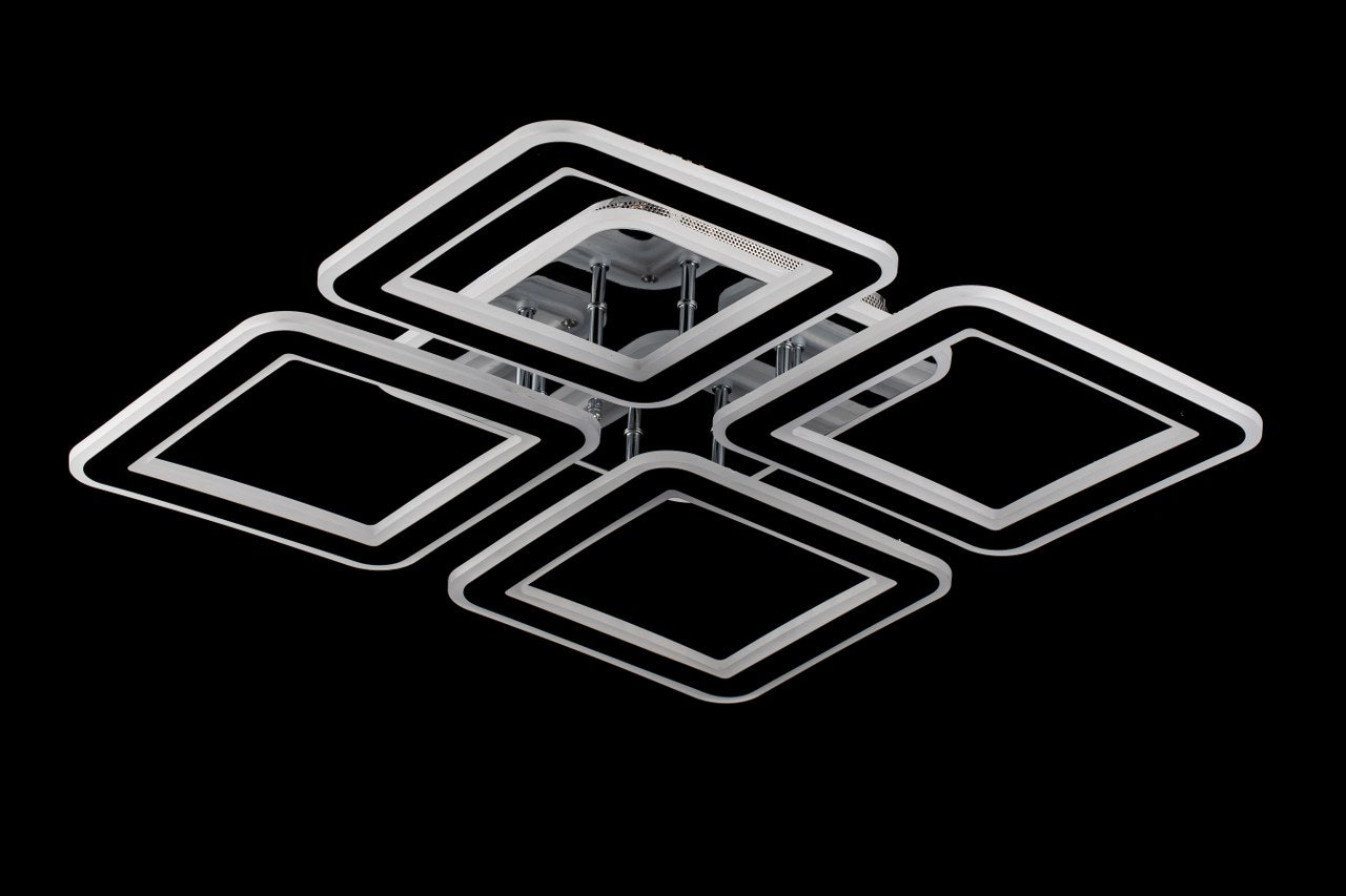 Lampara 4 Cuadros Led Cromada Gris