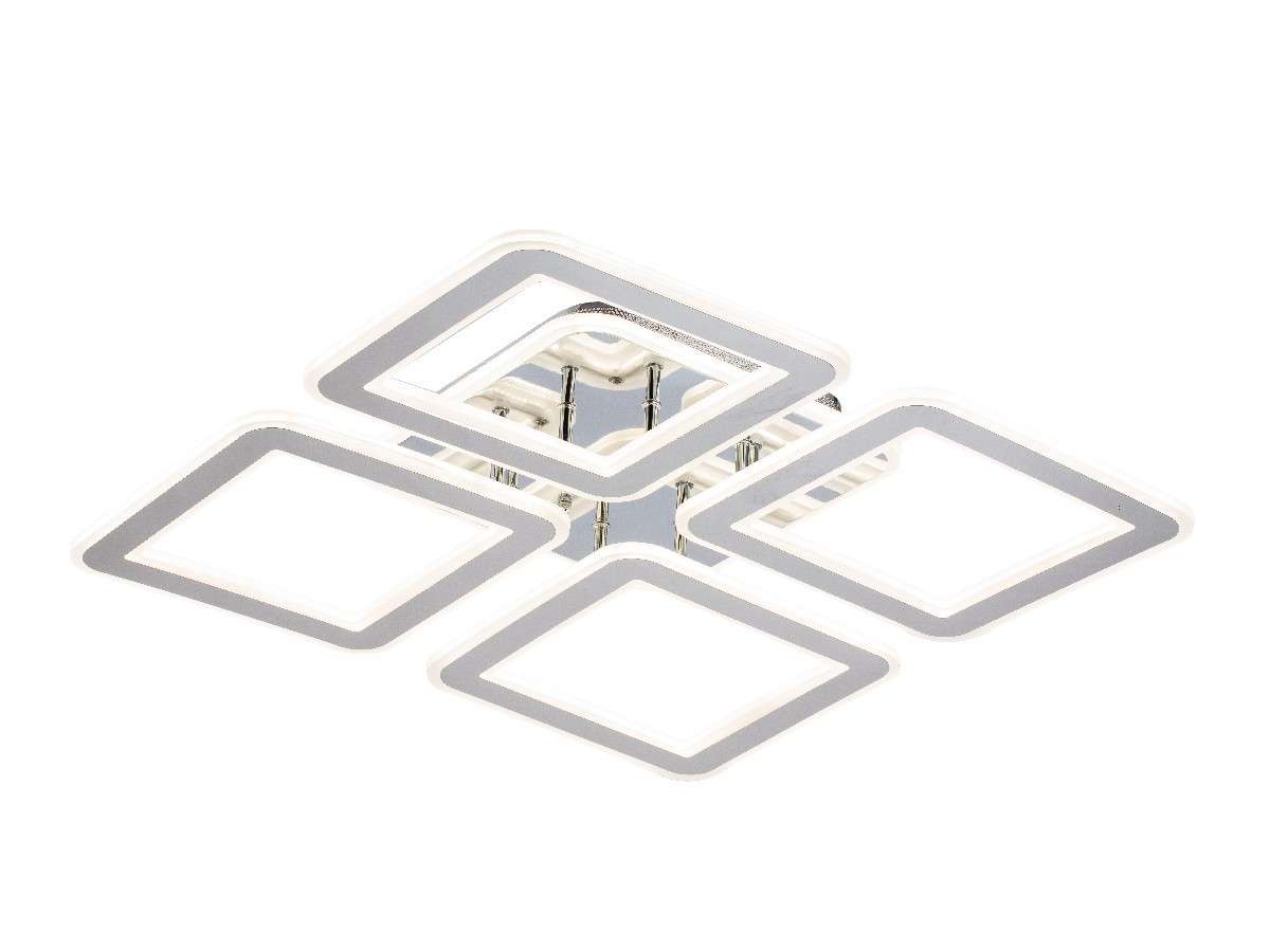 Lampara 4 Cuadros Led Cromada Gris