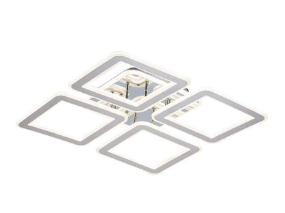 Lampara 4 Cuadros Led Cromada Gris