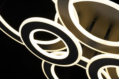 Lampara de 6 Aros Led Integrado CCT Regulable con Mando Negro