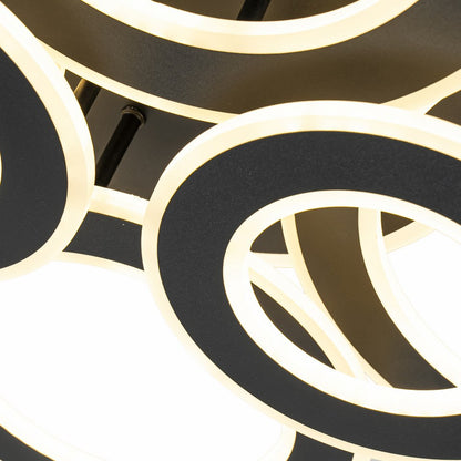 Lampara de 6 Aros Led Integrado CCT Regulable con Mando Negro