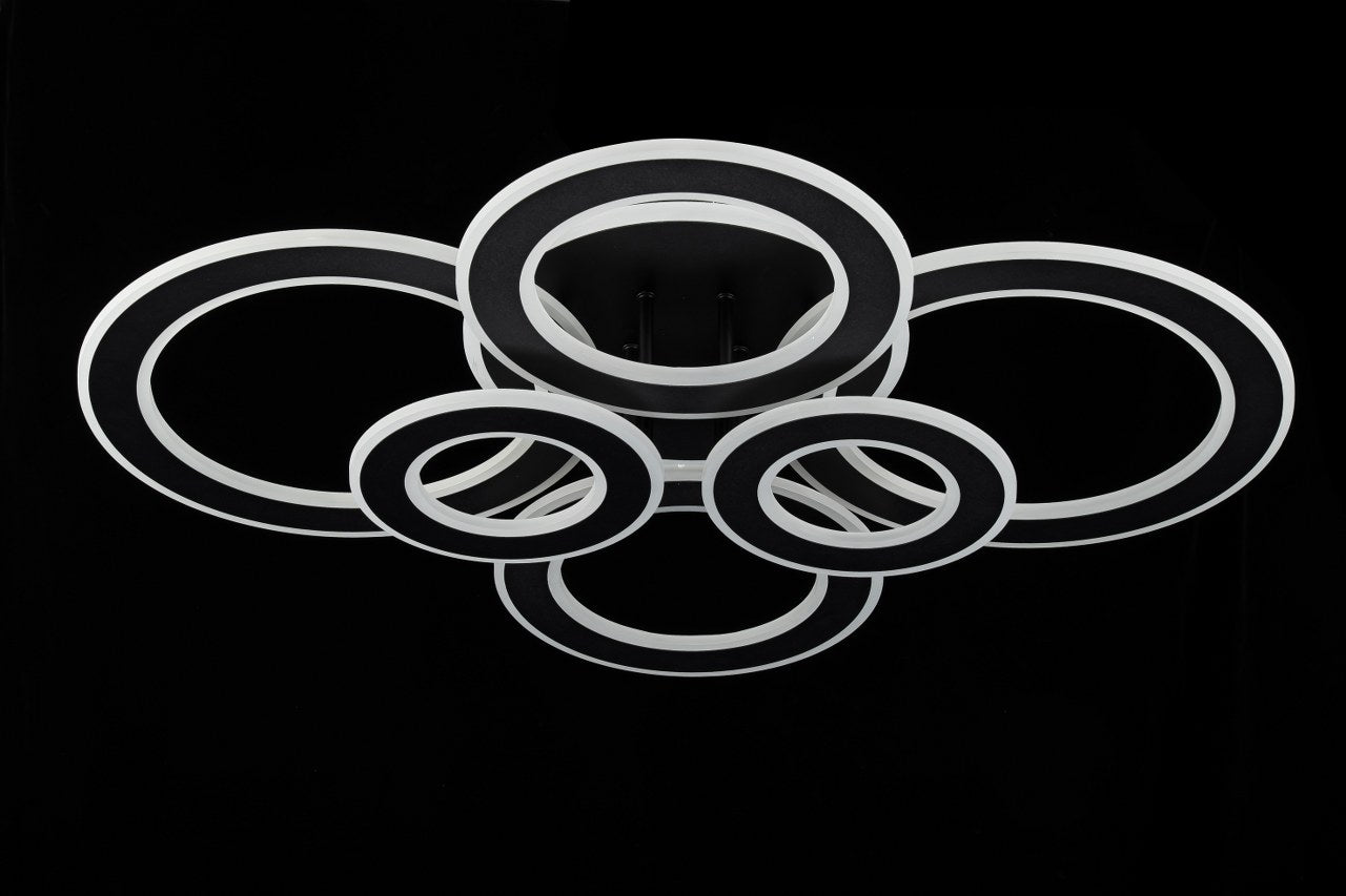 Lampara de 6 Aros Led Integrado CCT Regulable con Mando Negro