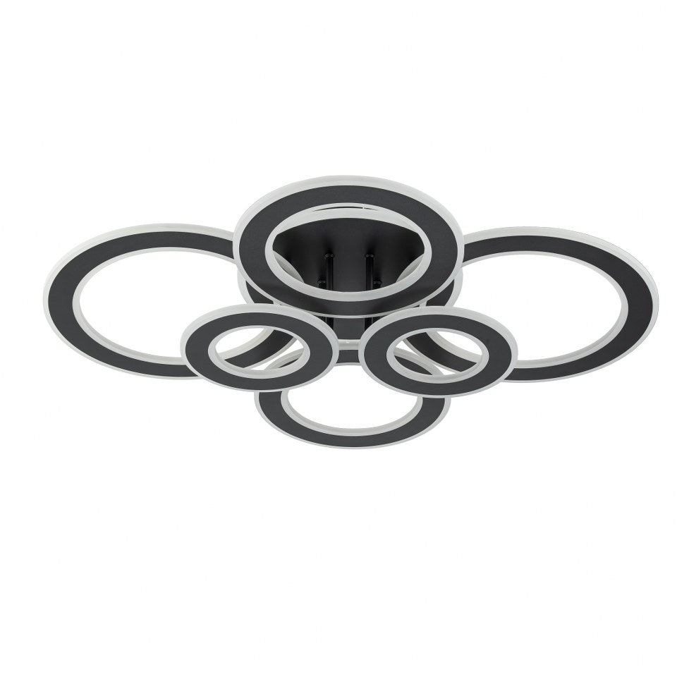 Lampara de 6 Aros Led Integrado CCT Regulable con Mando Negro