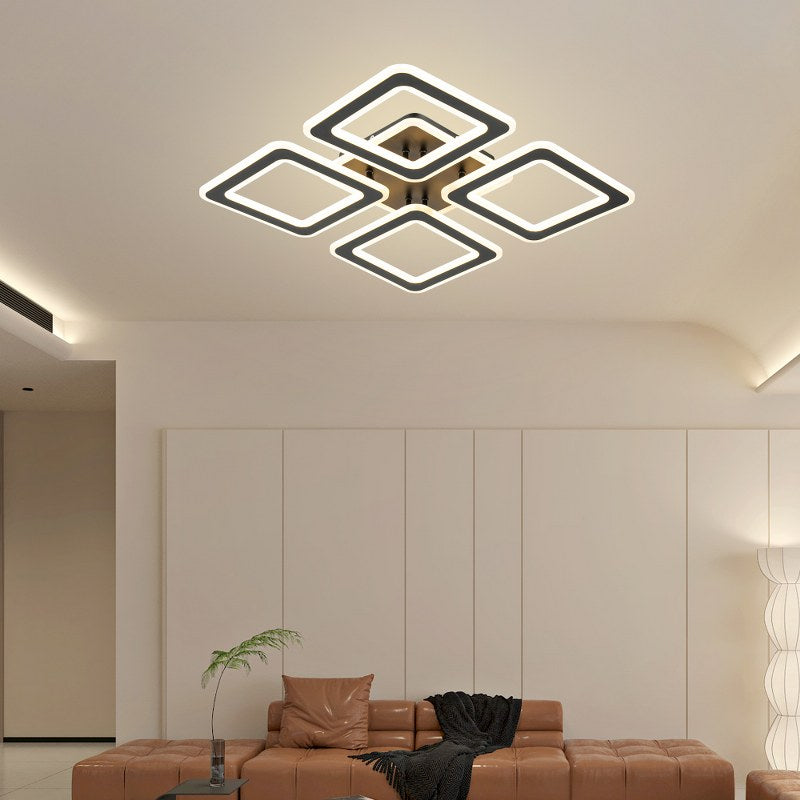 Lampara Led 4 Brazos Cuadrados Negro